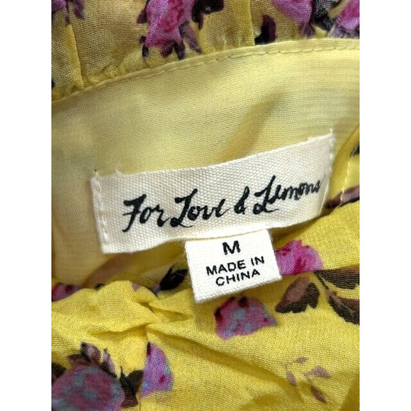 For Love & Lemon Womens Maison Floral Dress Ruffle Hi-Low Hem Yellow Size M - Picture 9 of 11